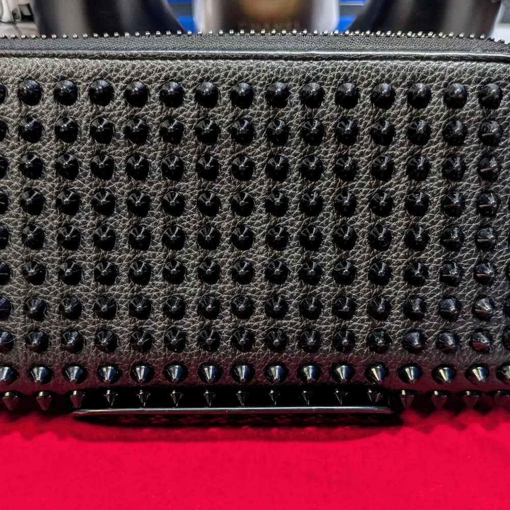 Christian Louboutin Black Spiked Leather Wallet Like New 🔥